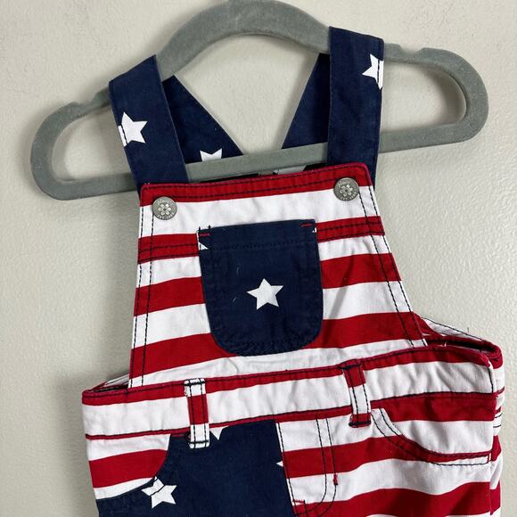 Children Place Baby Girl American Flag Overalls Dress Romper 6 9 Months 4th July - Picture 4 of 8
